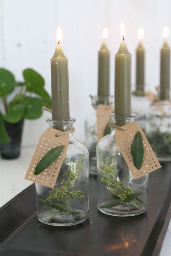 Ljus konisk Moss grön 11cm hög (set med 7 st) [IFS-32160]