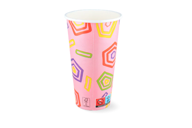 Milkshake-bägare kartong stor 560ml Ø9 cm 20oz Rosa FSC® (500 st) [TK-9987535]